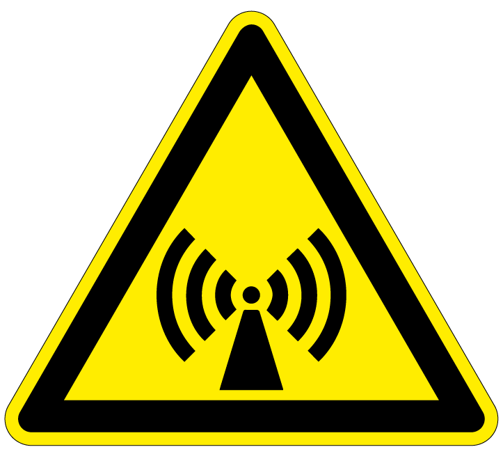 pictogram niet ioniserend, geel zwart, driehoek, iso 7010, w005